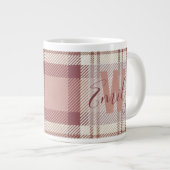 Tartan Pink Cream Monogram Jumbo-Tasse (Vorderseite Rechts)