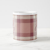 Tartan Pink Cream Monogram Jumbo-Tasse (Vorderseite)