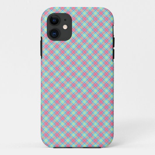 Tartan Pink Yellow Blue Case-Mate iPhone Hülle (Rückseite)