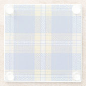 Tartan Plaid Blue and Yellow Glass Drinks Coaster Glasuntersetzer (Rückseite)