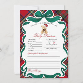 Tartan Plaid Christmas Bear Advice for Baby Card Einladung