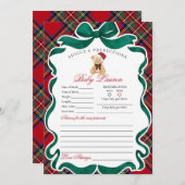 Tartan Plaid Christmas Bear Advice for Baby Card Einladung (Vorne/Hinten)