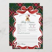 Tartan Plaid Christmas Bear Advice for Baby Card Einladung (Vorne/Hinten)