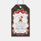 Tartan Plaid Christmas Bear Baby Shower Favors Geschenkanhänger (Vorderseite)