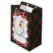 Tartan Plaid Christmas Bear Baby Shower Favors Mittlere Geschenktüte (Rückseite Schrägansicht)