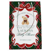 Tartan Plaid Christmas Bear Baby Shower Favors Mittlere Geschenktüte (Vorderseite)