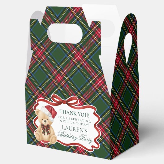 Tartan Plaid Christmas Bear Birthday Favor Box Geschenkschachtel (Geöffnet)