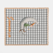 Tartan plaid christmas elf grey white name fleecedecke (Vorderseite (Horizontal))