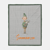 Tartan plaid christmas elf reideer grey white name fleecedecke (Vorderseite)