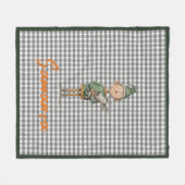 Tartan plaid christmas elf reideer grey white name fleecedecke (Vorderseite (Horizontal))