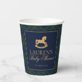 Tartan Plaid Classic Rocking Horse Baby Shower Pappbecher (Rückseite)