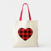 Tartan Plaid Heart Tote Tragetasche (Rückseite)