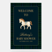 Tartan Plaid Horse Baby Shower Welcome Acrylschild (Vorderseite)