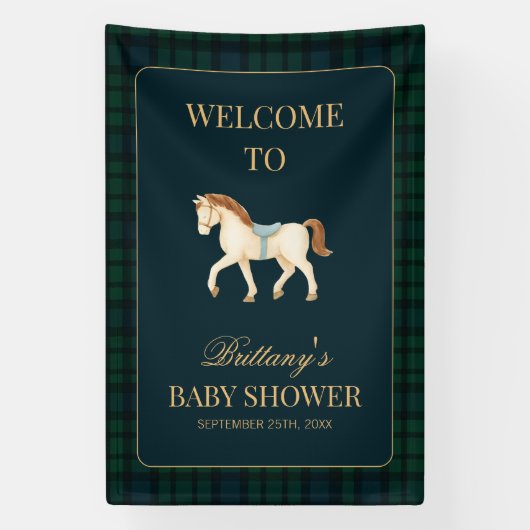 Tartan Plaid Horse Baby Shower Welcome Banner (Vertikal)