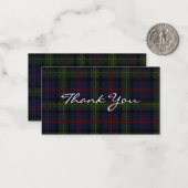 Tartan Plaid Malcolm Script Danke Mitteilungskarte (Vorderseite/Rückseite Beispiel)