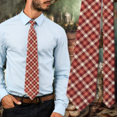 Tartan Plaid Maroon and Cream Design Krawatte
