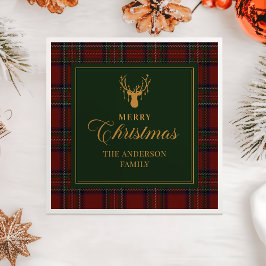 Tartan Plaid Merry Christmas Family Napkins Serviette