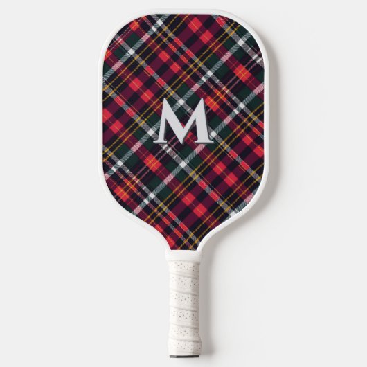 Tartan Plaid Monogram Pickleball Schläger (Vorderseite)