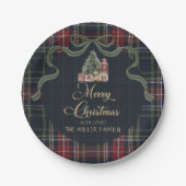 Tartan Plaid Preppy Christmas Party Paper Plates Pappteller (Vorderseite)