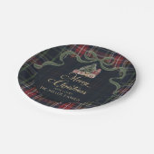 Tartan Plaid Preppy Christmas Party Paper Plates Pappteller (Schrägansicht)