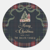 Tartan Plaid Preppy Christmas Party Sticker (Vorderseite)