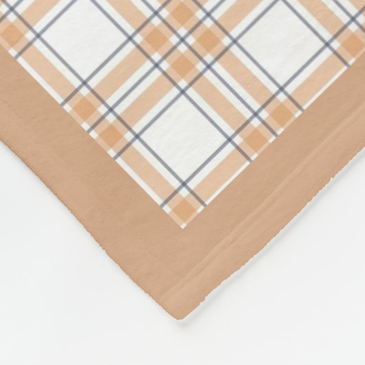 Tartan plaid reindeer snowman beige name fleecedecke (Ecke)