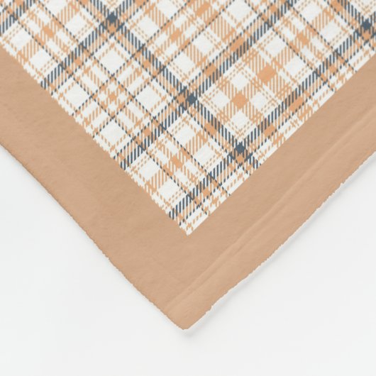 Tartan plaid reindeer snowman orange beige name fleecedecke (Ecke)