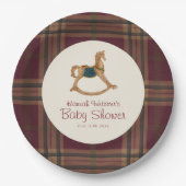 Tartan Plaid Rocking Horse Baby Shower Pappteller (Vorderseite)