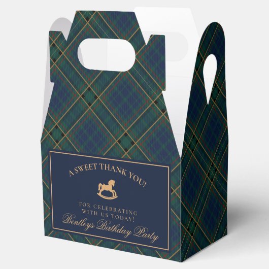 Tartan Plaid Rocking Horse Birthday Favor Box Geschenkschachtel (Geöffnet)