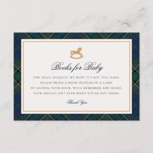 Tartan Plaid Rocking Horse Books for Baby Card Begleitkarte (Vorderseite)