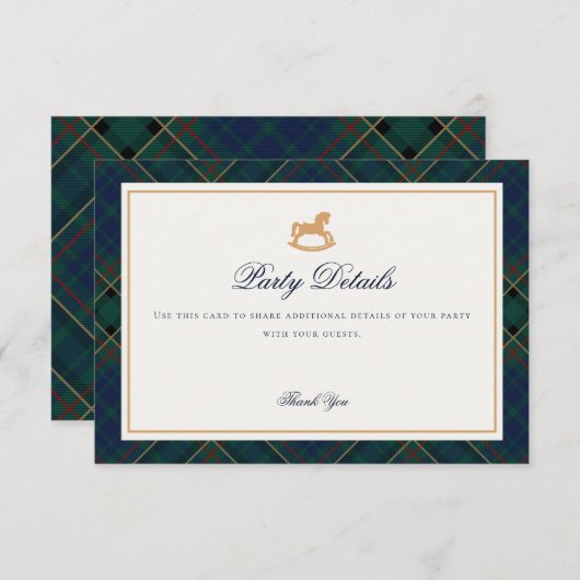 Tartan Plaid Rocking Horse Details Insert Card (Vorne/Hinten)