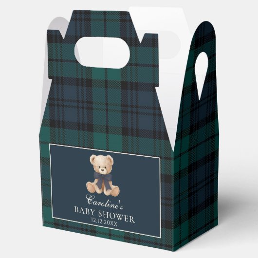 Tartan Plaid Teddy Bear Baby Shower Favor Boxes Geschenkschachtel (Geöffnet)