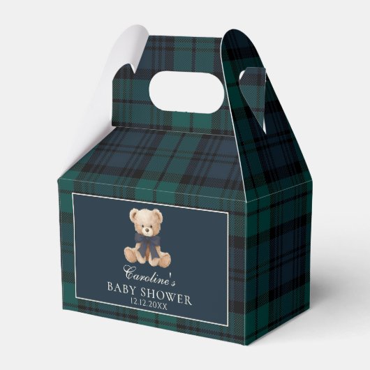 Tartan Plaid Teddy Bear Baby Shower Favor Boxes Geschenkschachtel (Vorderseite)