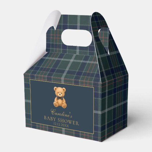 Tartan Plaid Teddy Bear Baby Shower Favor Boxes Geschenkschachtel (Vorderseite)
