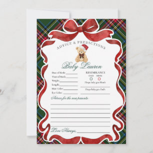 Tartan Plaid Weihnachtsbär Rat für Baby Karte