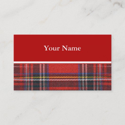 Tartan-Plaidermuster rotes Royal-Gewebe Visitenkarte (Vorderseite)