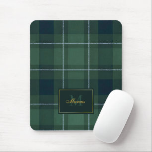 Tartan-Polo-Kariert Vintage-Monogramm Dunkelgrün Mousepad