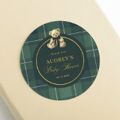 Tartan Polo Plaid Teddy Bear Baby Shower Thank You Runder Aufkleber