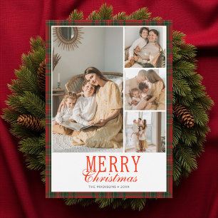 Tartan Preppy Weihnachts-Fotocollage Feiertagskarte