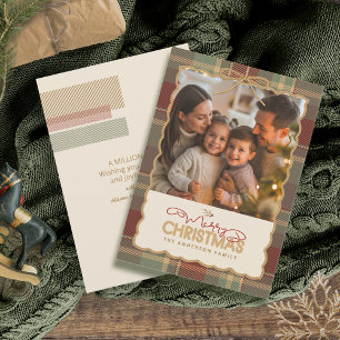 Tartan-Rahmen-Weihnachtsfoto-Vorlage ID1141A Feiertagskarte