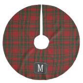 Tartan Red Green Monogram Polyester Weihnachtsbaumdecke (Vorderseite)