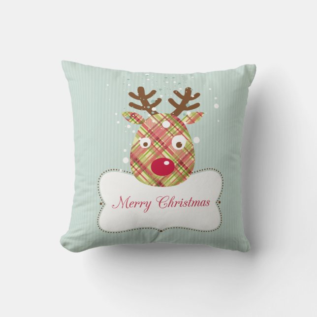 Tartan Reindeer Kissen (Vorderseite)