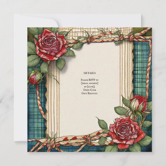 TARTAN RIBBON HANDFASTING CEREMONONATIONS EINLADUNG (Rückseite)