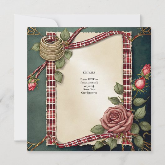 TARTAN RIBBON HANDFASTING CEREMONONATIONS EINLADUNG (Rückseite)