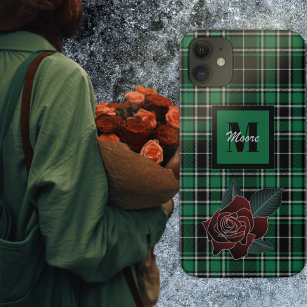 Tartan - Rose mit dem Fall "Black and Green Phone" Case-Mate iPhone Hülle