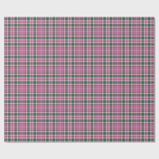 Tartan - Rose Rosa-Smaragd-Grün-Elfenbein Geschenkpapier (Flach)