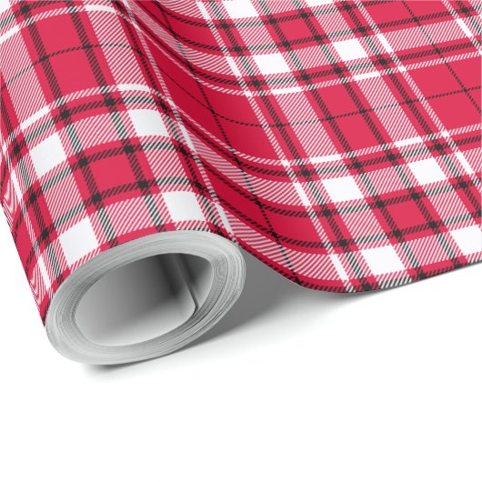Tartan - Rot-Weiß-Schwarz Geschenkpapier (Rolleneckpunkt)