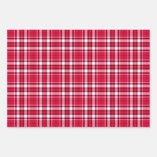 Tartan - Rot-Weiß-Schwarz Geschenkpapier Set (Vorderseite 2)