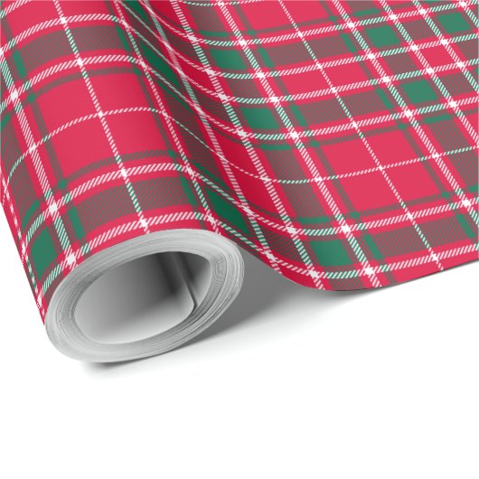 Tartan - Rotes Grün und Weiß Geschenkpapier (Rolleneckpunkt)