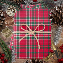 Tartan - Rotes Grün und Weiß Geschenkpapier Set